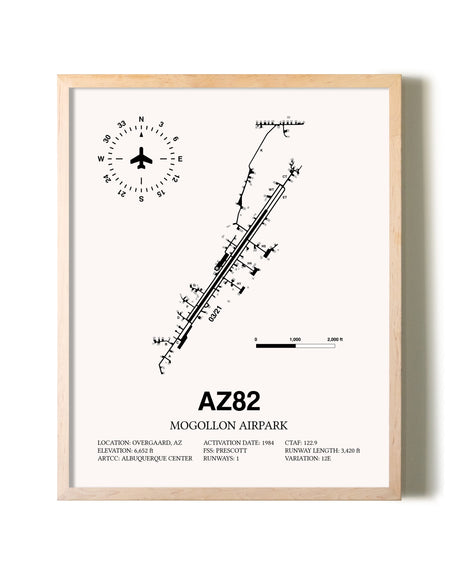 Mogollon Airpark framed wall art in white frame