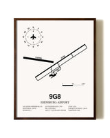 Ebensburg Airport aviation print in walnut frame