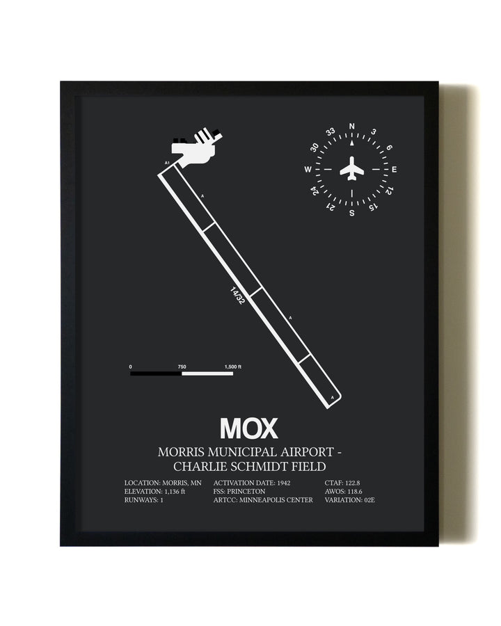 Unframed Morris Municipal Airport-Charlie Schmidt Field map print poster