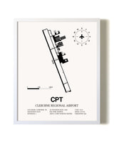 Cleburne Regional Airport airport map poster in oak frame