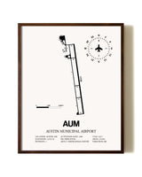 Austin Municipal Airport aviation print in walnut frame
