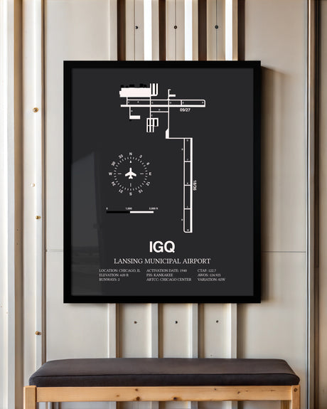 Frame color options for Lansing Municipal Airport Wall Art