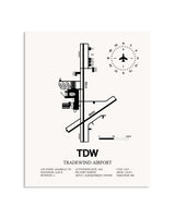 Gray Tradewind Airport framed poster displayed in an airplane hangar