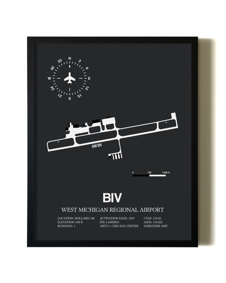 Unframed West Michigan Regional Airport map print poster