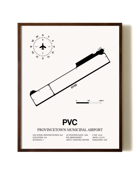 Provincetown Municipal Airport aviation print in walnut frame