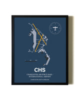 Framed Charleston Air Force Base/International Airport wall art poster in black frame