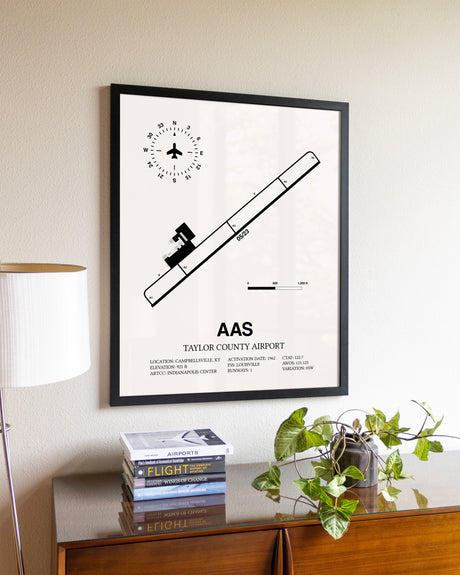 Taylor County Airport aviation wall décor in black wood frame