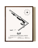Grand Junction Regional Airport aviation print in walnut frame