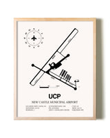 New Castle Municipal Airport framed wall art in white frame