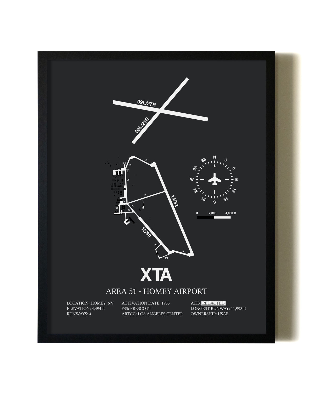 Unframed Homey Airport - Area 51 map print poster