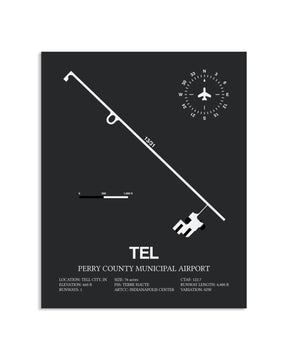 Gray Framed Perry County Municipal Airport layout wall art poster