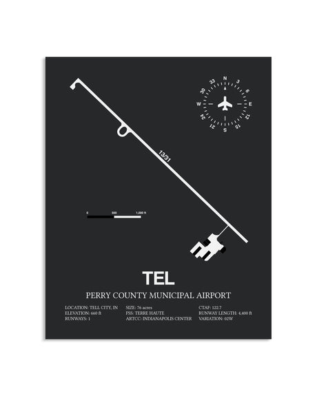 Gray Framed Perry County Municipal Airport layout wall art poster