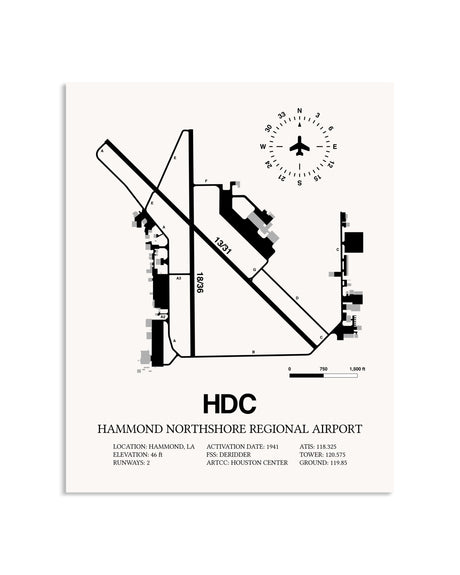 Gray Hammond Northshore Regional Airport framed poster displayed in an airplane hangar