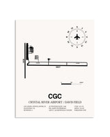 Gray Crystal River Airport / Davis Field framed poster displayed in an airplane hangar