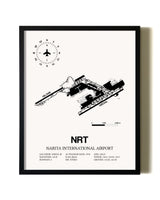 Framed Narita International Airport wall art poster in black frame