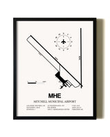 Framed Mitchell Municipal Airport wall art poster in black frame