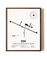 Merle K. (Mudhole) Smith Airport aviation print in walnut frame