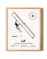 Litchfield Municipal Airport framed print in natural wood frame