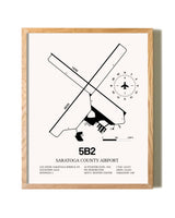 Saratoga County Airport framed print in natural wood frame