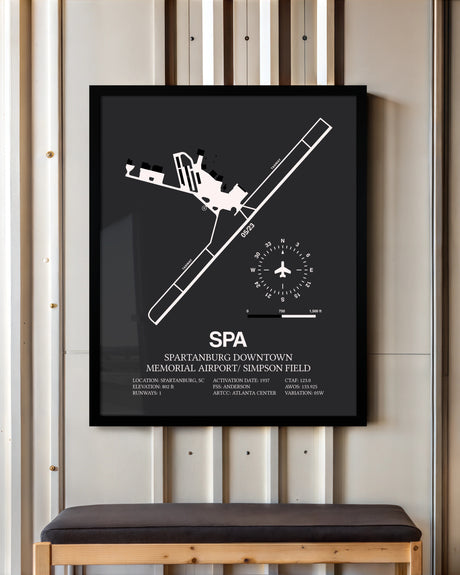 Frame color options for Spartanburg Downtown Memorial Airport / Simpson Field Wall Art