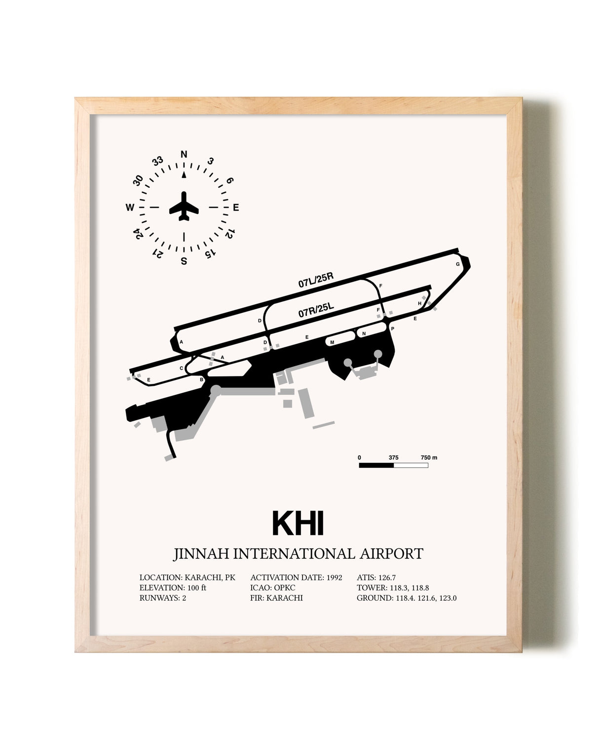 Jinnah International Airport framed wall art in white frame