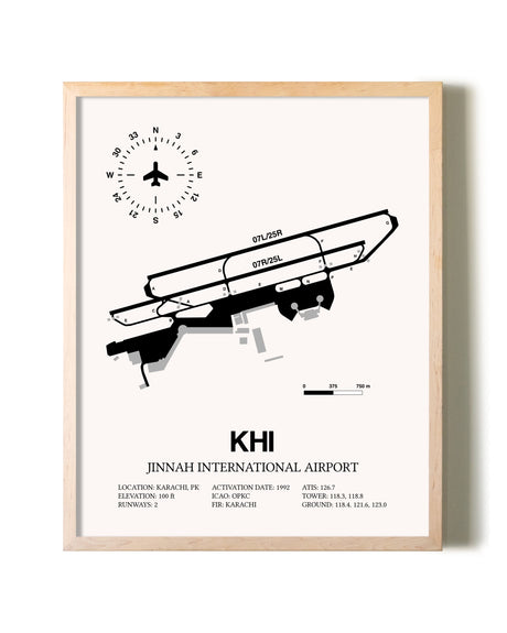 Jinnah International Airport framed wall art in white frame