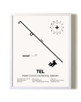 Perry County Municipal Airport airport map poster in oak frame