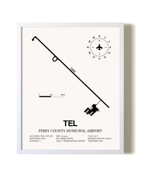 Perry County Municipal Airport airport map poster in oak frame