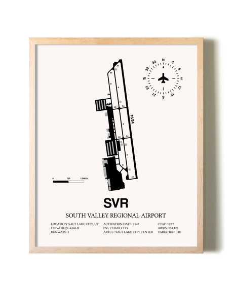 South Valley Regional Airport framed wall art in white frame