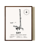 Greeley-Weld County Airport aviation print in walnut frame