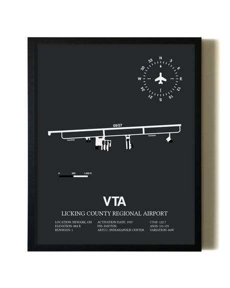 Unframed Licking County Regional Airport map print poster