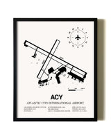 Framed Atlantic City International Airport wall art poster in black frame