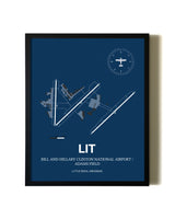 Aviation Blue Framed Bill and Hillary Clinton National Airport/Adams Field layout wall art poster