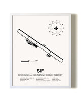 Rockingham County NC Shiloh Airport airport map poster in oak frame