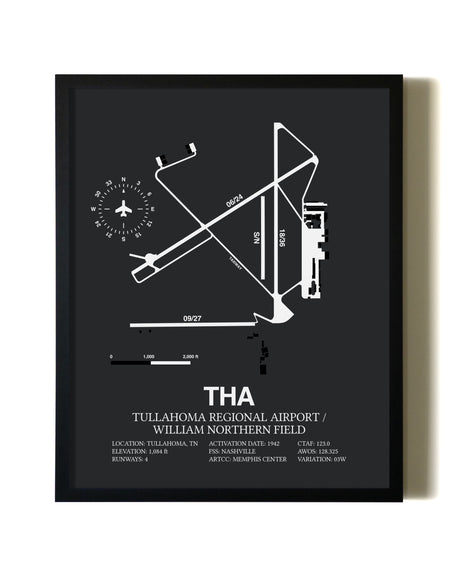 Unframed Tullahoma Regional Airport / William Northern Field map print poster