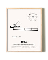 Huntington Municipal Airport framed wall art in white frame