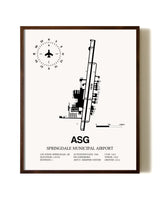 Springdale Municipal Airport aviation print in walnut frame