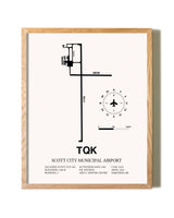 Scott City Municipal Airport framed print in natural wood frame