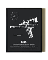 Unframed Santa Barbara Municipal Airport map print poster