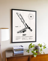 Coleman A. Young Municipal Airport aviation wall décor in black wood frame