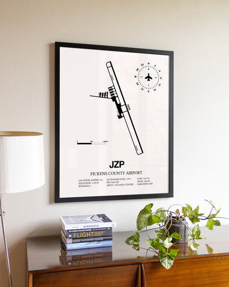 Pickens County Airport aviation wall décor in black wood frame