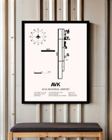 Alva Regional Airport framed poster displayed in an airplane hangar