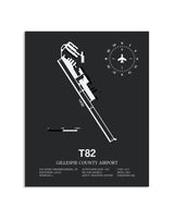 Gray Framed Gillespie County Airport layout wall art poster