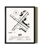 Framed Abraham Lincoln Capital Airport wall art poster in black frame