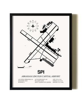 Framed Abraham Lincoln Capital Airport wall art poster in black frame