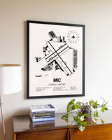 Crystal Airport aviation wall décor in black wood frame