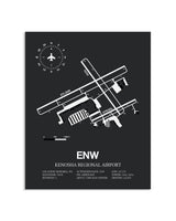 Gray Framed Kenosha Regional Airport layout wall art poster