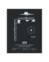 Gray Framed Miami Homestead General Aviation Airport layout wall art poster