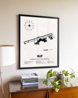 General William J. Fox Airfield aviation wall décor in black wood frame