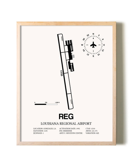 Louisiana Regional Airport framed wall art in white frame